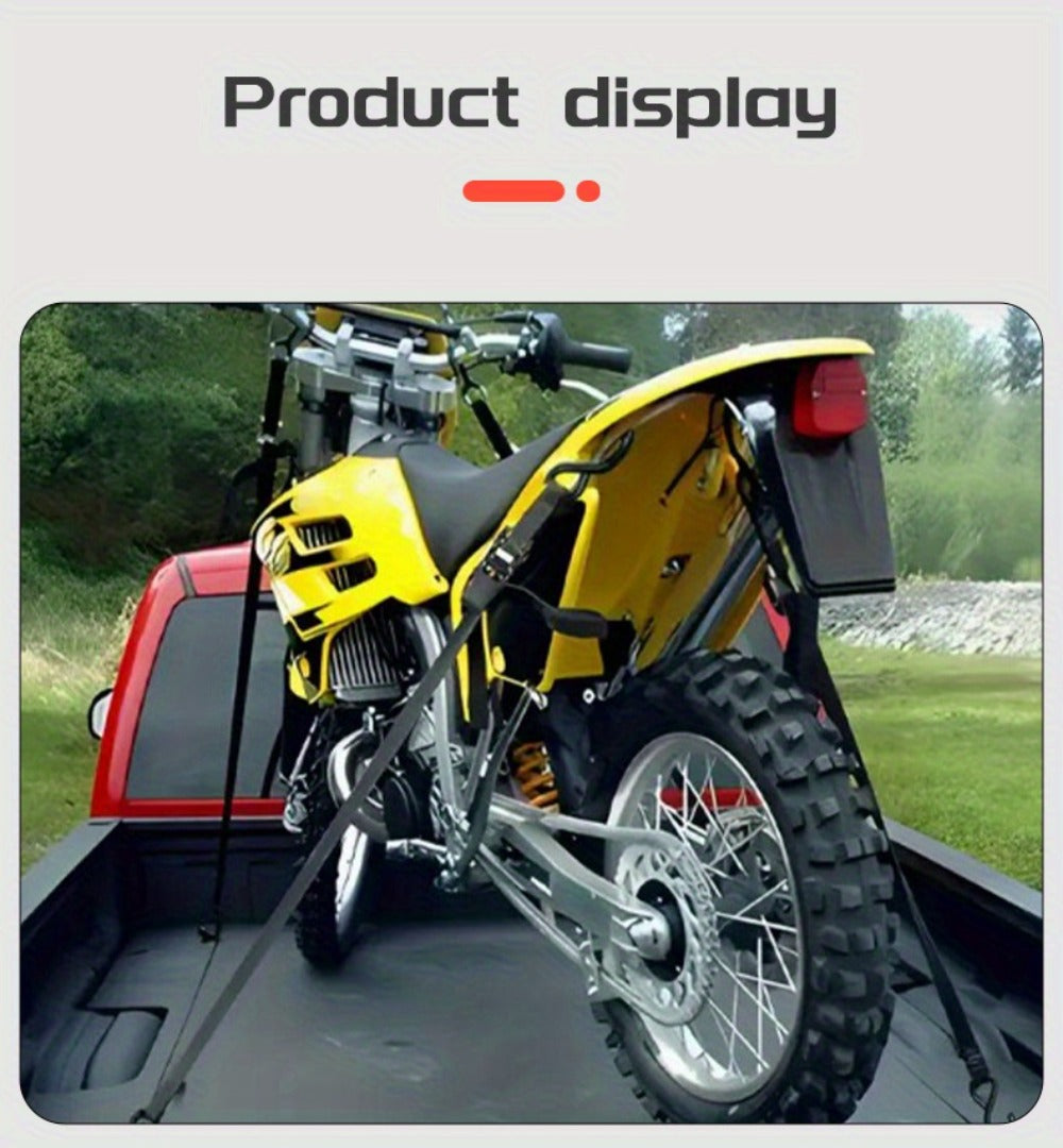 Ratchet Tie-Down Straps with Auto-Retract & Speed Control – Heavy-Duty Cargo Securing Kit with Hooks & Storage Bag | Motorcycle Transport, Towing & Truck Bed Load Securing