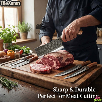 Kitchen Knife Set 7-Piece Stainless Steel Professional Chef Knives with Boning Slicing Carving Peeler Butcher Knife & Scissors, Ultra-Sharp for Meat Fish Fruits Home & Pro Use