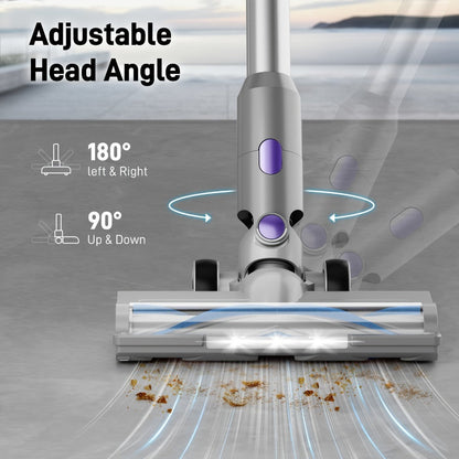 45KPA Cordless Stick Vacuum Cleaner 8-in-1 Rechargeable, Up to 45 Min Runtime Lightweight Handheld Vacuum for Carpet Pet Hair Hardwood Floor Home, Powerful Suction Multi-Attachment Floor Vacuum Cleaner