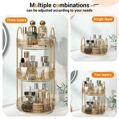 Rotating Multi-Level Makeup Organizer with Detachable Trays and 12 Exact Color-and-Layer Options