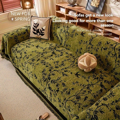 Sofa Cover Chenille Thickened Non-Slip Couch Slipcover Floral Pattern for Living Room Office Pet-Safe All-Season — 1 2 3 4 Seater Sizes