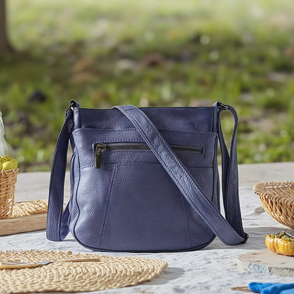 Genuine Leather Messenger Bag for Men Women Anti-Theft Zipper Multi-Pocket Shoulder Crossbody Bag Laptop Organizer Spacious Handbag Purse for Work School Travel Daily Commute 8 Colors
