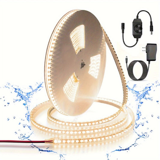LED Strip Light 5m 2835 SMD with 600 LEDs, 12V Power, Inline Dimmer, White or Warm White and IP65 Label
