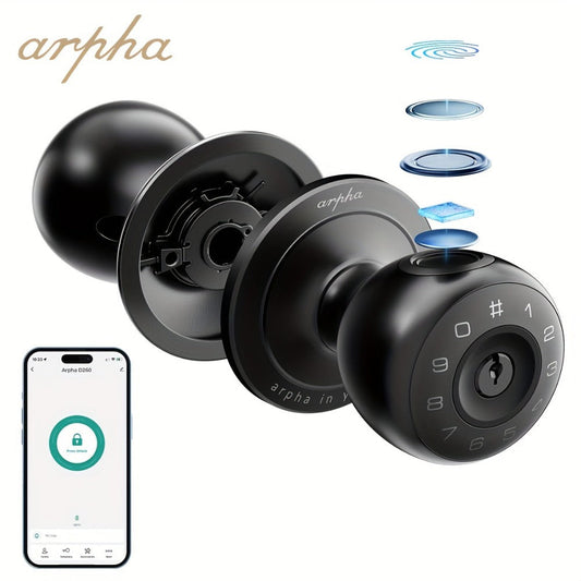 Arpha Smart Deadbolt Lock with Fingerprint Keypad & App Control - 4-in-1 Keyless Entry Door Lock, Auto-Lock, Passage & Privacy Mode, 50 Fingerprints & Codes, Zinc Alloy, Easy DIY Install