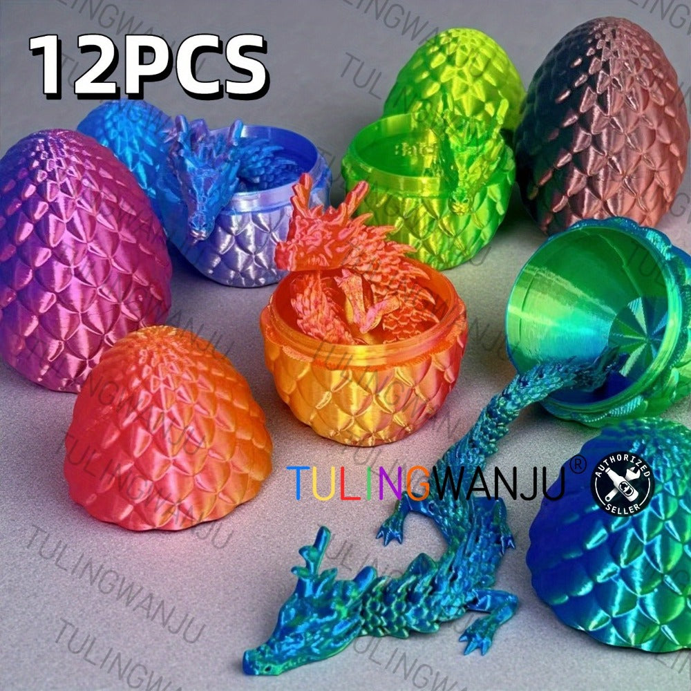 Dragon Figurine & Dragon Egg Set 12pcs – Fantasy Collectible Statues 11.81" Dragon Statue + 3.54" Egg Ornaments Random Colors Home Decor Gift for Dragon Lovers Collectors Teens Birthday Christmas
