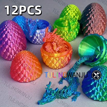 Dragon Figurine & Dragon Egg Set 12pcs – Fantasy Collectible Statues 11.81" Dragon Statue + 3.54" Egg Ornaments Random Colors Home Decor Gift for Dragon Lovers Collectors Teens Birthday Christmas