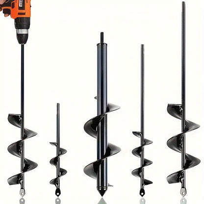 Garden Auger Bit 4-Inch Heavy Duty Nickel-Coated Drill Bit with Long Handle - Portable Soil Auger for Digging Hard Clay, Rocky Soil, Planting Bulbs, Soil Aeration & Home Gardening