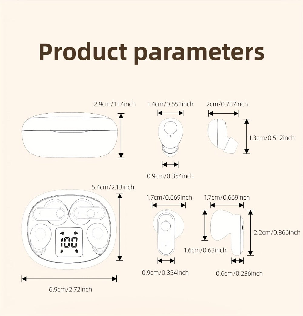 Wireless Earbuds MSHUKCOE 2-in-1 Mini Sleep Style with Noise Reduction and 6D HiFi Sound in Three Colors