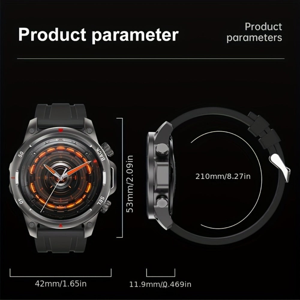 GPS NFC Smartwatch for Men – AI Voice Calling, 360×360 HD Screen, Built-in Compass, Motion Trajectory, Heart Rate Sleep Fitness Tracker – Outdoor Sports Watch Black Silver Steel