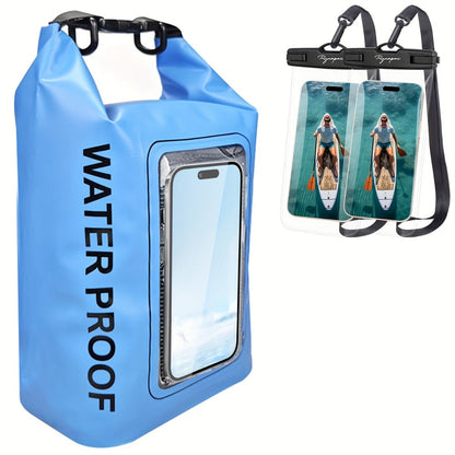 Dry Bag Set 3-Piece Roll Top Backpack with Phone Pouch & Dry Sack - Kayaking with the Listed Color, Size or Set Options for Everyday Carry