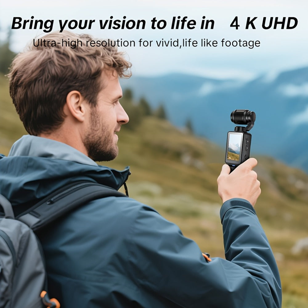 W&O 4K- and 66MP-Labeled Action Camera with 180-Degree Rotating Lens, 32GB Card and Black or White Body