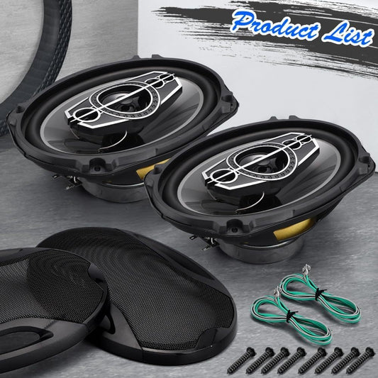 6x9 Inch 5-Way Coaxial Car Speakers Pair – 1000W Peak 120W RMS 4 Ohm with PEI Dome Tweeters, Full Range Stereo Audio, Easy Drop-In Replacement for Cars & Trucks