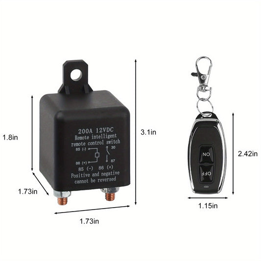 Remote Control Battery Disconnect Switch 200A 12V - Wireless Car Battery Isolator Kill Switch for Car Truck SUV Trailer
