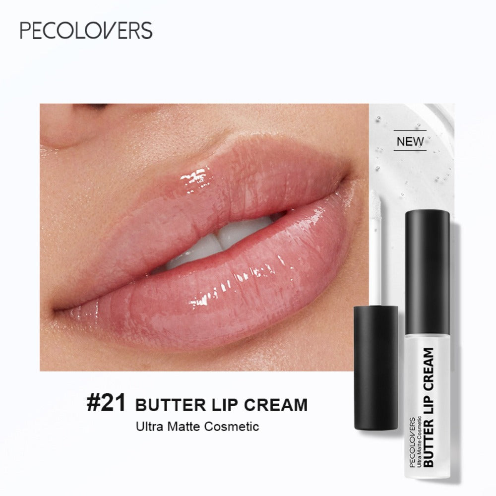 Lip Gloss Set by PECOLORS with 9 Nude and Pink Creamy Lip Colors, Tube Applicators and Display Box