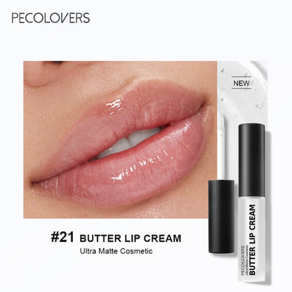 Lip Gloss Set by PECOLORS with 9 Nude and Pink Creamy Lip Colors, Tube Applicators and Display Box