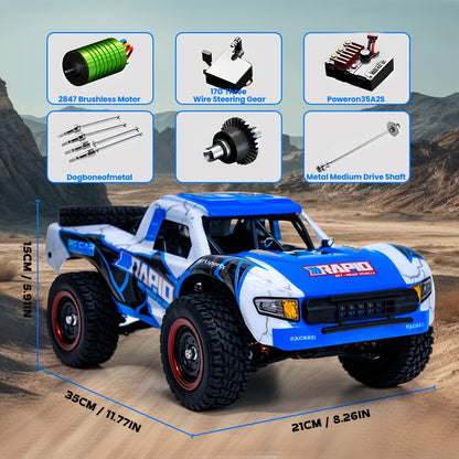 Remote Control Car, RAPTO 1:14 Scale 4WD Off-Road Truck with Carbon-Brush or Brushless Motor Variants and 2.4GHz Control