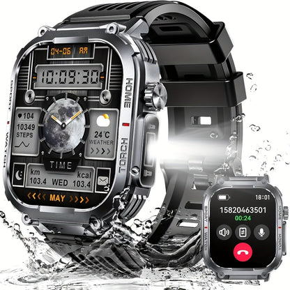 Flashlight Compass Outdoor Smartwatch for Men 100+ Sport Modes Sleep Monitor Pedometer Calorie Tracker for a Home Lash Beauty Routine