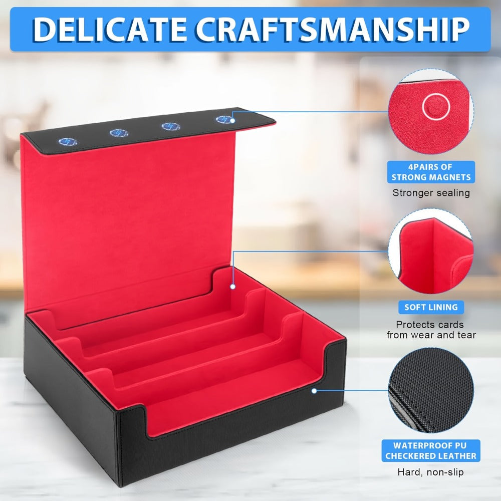 Four-Row Trading Card Storage Box with Three Interior Color Options and Source-Stated 3000-Card Capacity