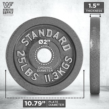 Gray STANDARD Cast-Style Weight Plates in Single, Pair, Four-Piece and Mixed Sets for Barbell Training