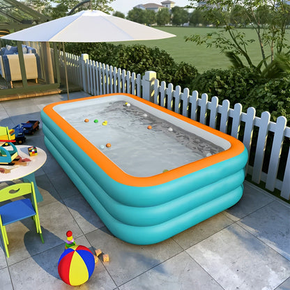 Inflatable Swimming Pool for Family Adults Kids, Large Above Ground Outdoor Backyard Pool, 4-Layer PVC Thickened Blow Up Pool for Patio Garden Party Summer