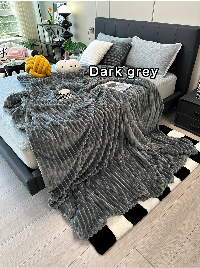 Channel-Textured Throw Blanket in Seven Colors and Four Displayed Size Options from 50 x 60 to 108 x 90 Inches