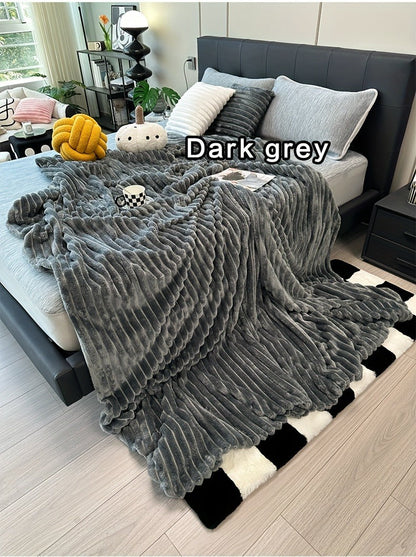 Channel-Textured Throw Blanket in Seven Colors and Four Displayed Size Options from 50 x 60 to 108 x 90 Inches