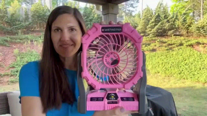 Camping Fan Rechargeable 20000mAh with Misting Solar Panel RGB Mood Light 4-Speed Tent Hook Phone Charging Portable Outdoor Fan