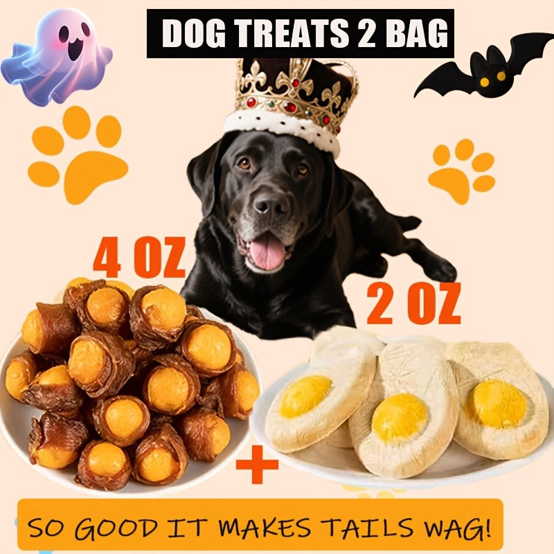 Dog Treats Chicken, Duck and Egg Yolk Assortment with Multi-Bag, 350g and 25 x 4g Options for Dog Reward Use