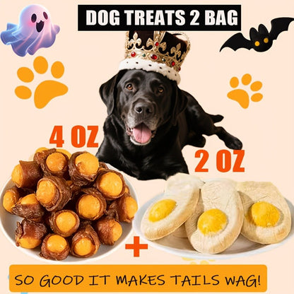 Dog Treats Chicken, Duck and Egg Yolk Assortment with Multi-Bag, 350g and 25 x 4g Options for Dog Reward Use