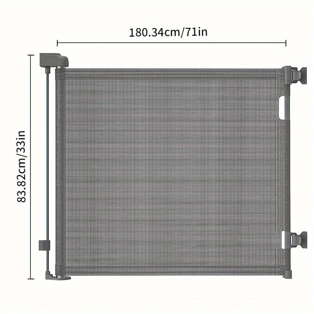 Retractable Baby Gate & Mesh Dog Gate - Extends 55" to 197" Wide, Child Safety Gate for Doorways Stairs Hallways, Indoor & Outdoor Use, Black / White / Gray, 6 Size Options