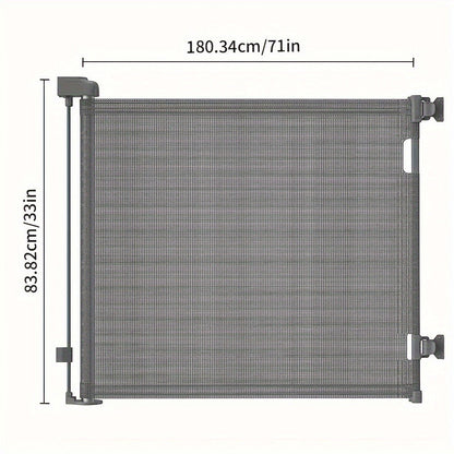 Retractable Baby Gate & Mesh Dog Gate - Extends 55" to 197" Wide, Child Safety Gate for Doorways Stairs Hallways, Indoor & Outdoor Use, Black / White / Gray, 6 Size Options