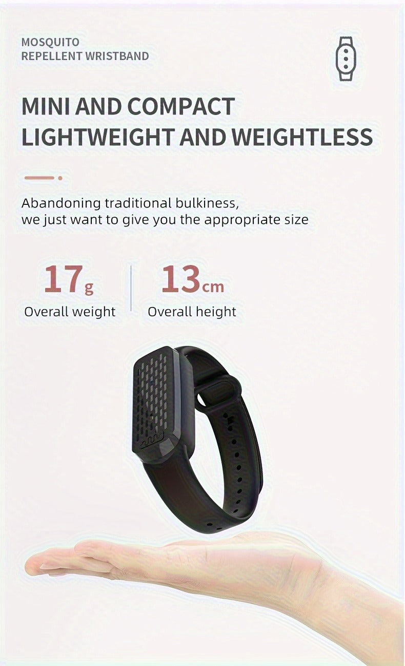 Mosquito Repellent Bracelet – Ultrasonic Soundwave Technology, USB Rechargeable, Waterproof Wristband for Camping Outdoor Hiking Travel, No Chemicals