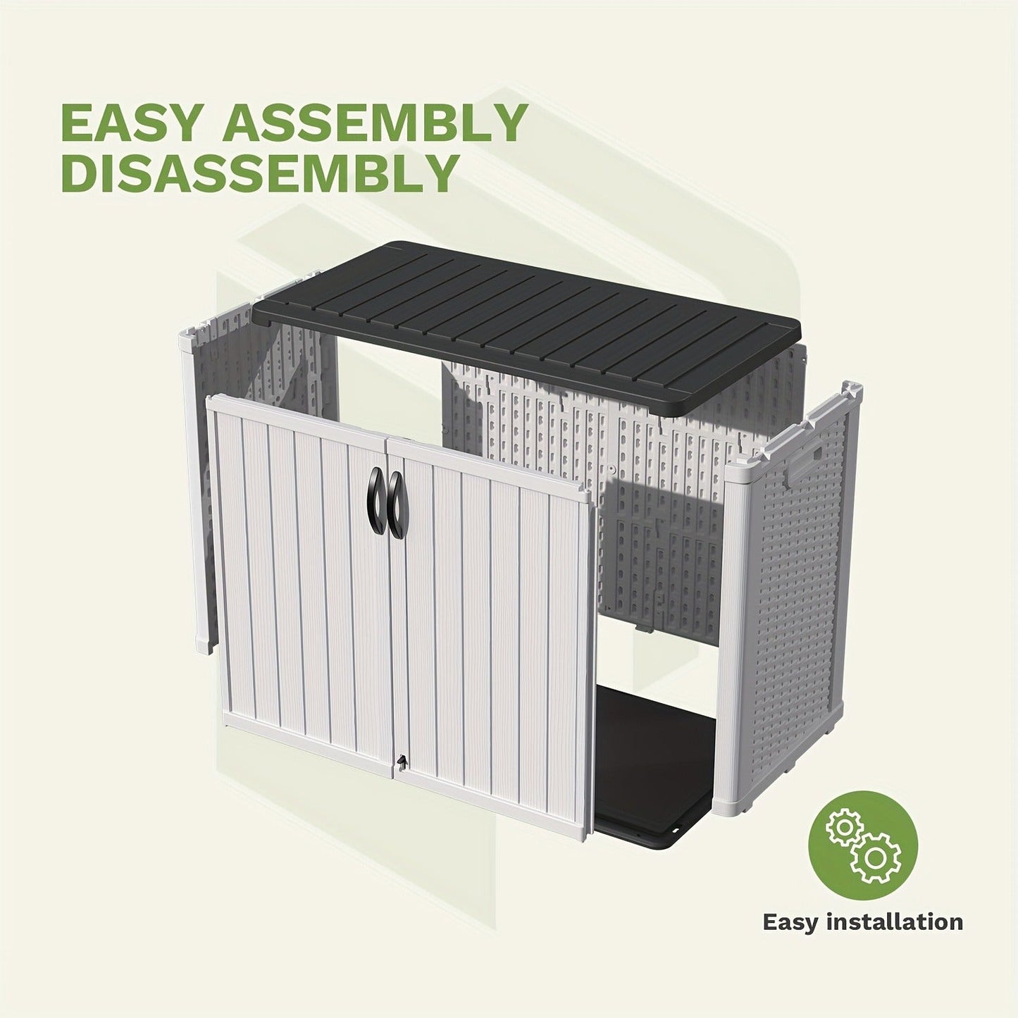 Resin Outdoor Storage Cabinet and Shelf Options in White or Beige with 4 x 2 Ft Shed Sizes
