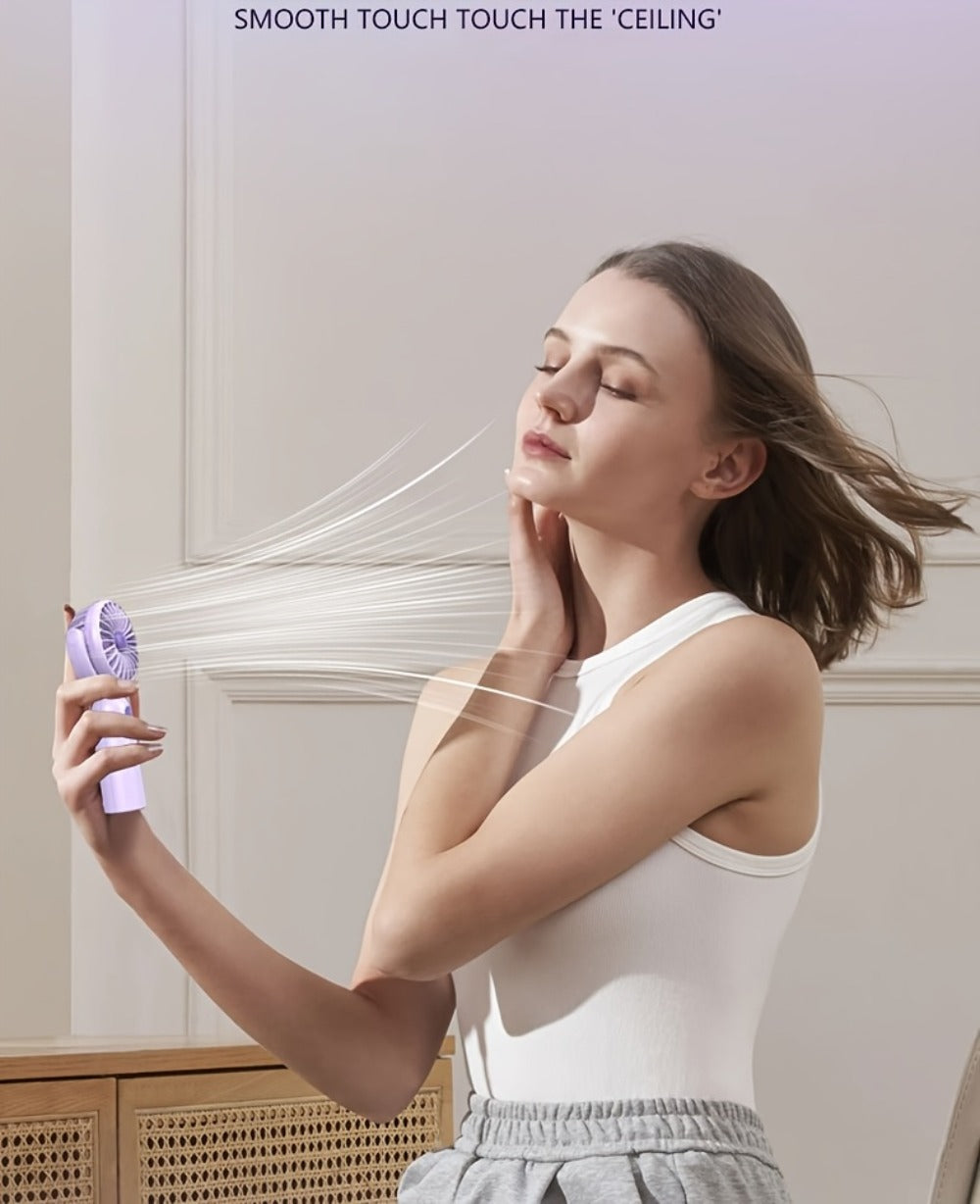 Mini Handheld Fan Set with Pivoting Heads, Three Speeds, USB-C Charging and 3- or 6-Piece Color Packs