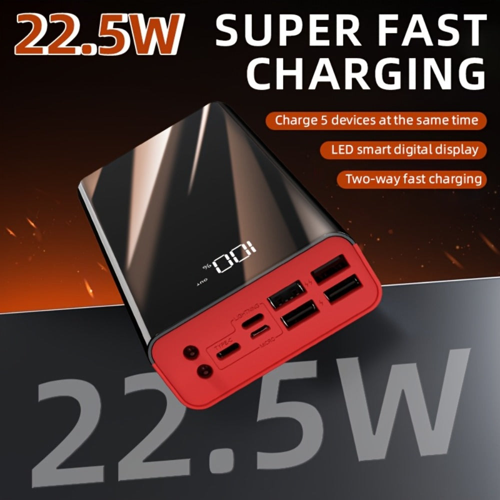100000mAh Portable Power Bank with Flashlight LED Display Bidirectional Fast Charging Multi-Device USB Charger for Camping Outdoor Emergency – High Capacity Battery Pack Holiday Gift