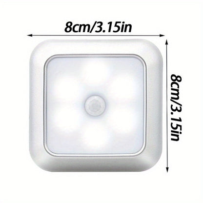 Four-Piece 8cm Square Battery Night Light Set with Motion Sensors and Cool-Light Checkout for Hallways
