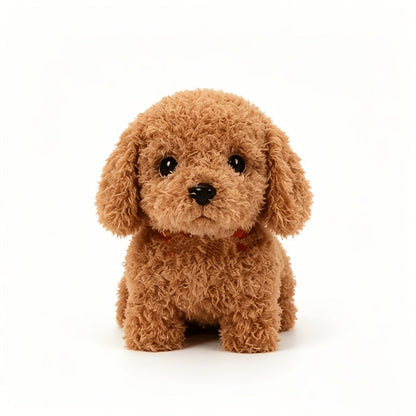 Electronic Plush Puppy Toy in Teddy Brown with Walking, Barking, Hip-Twist and Tail-Wagging Movements