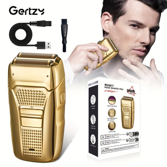 Electric Foil Shaver for Men 4-in-1 Bald Head Shaver Dual Head USB Rechargeable Cordless Wet Dry Lithium-Ion Sensitive Skin Close Shave Face Beard Scalp Grooming Tool Golden Black Flagship Model