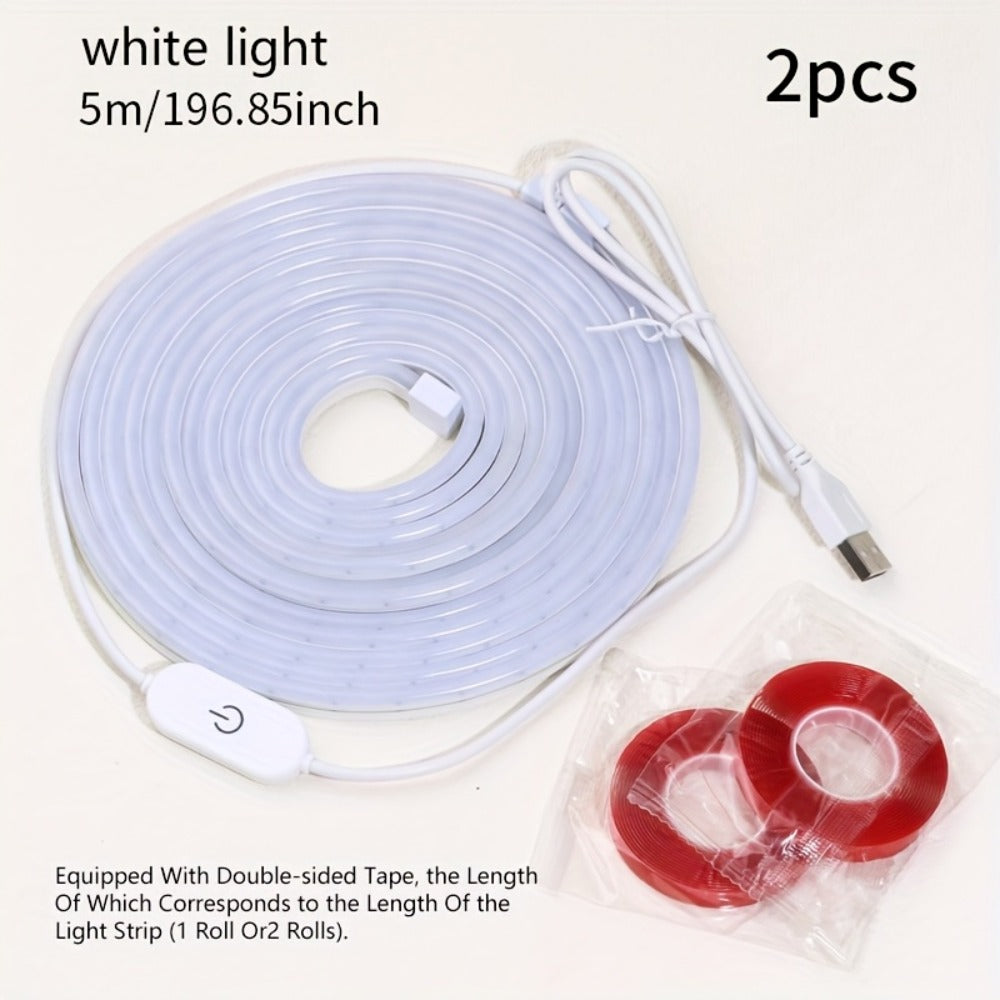 USB Mirror LED Light Strip with Touch Dimmer, White or Warm Light in 118.11-Inch Single or 196.85-Inch Two-Piece Options
