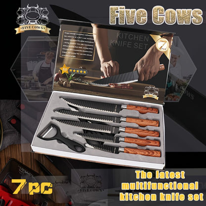 Hand Forged Chef Knife Set with Knife Rack Butcher Knife Bone Cutter Meat Cleaver Vegetable Chopper Kitchen Knife Set for Cooking Camping BBQ Outdoor Hunting Holiday Gift