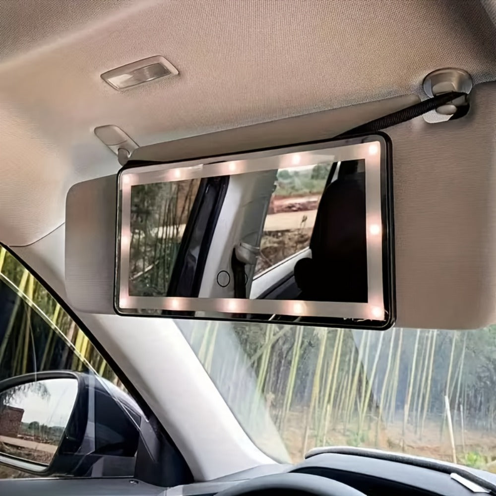 Car Visor Makeup Mirror LED Lighted USB Powered - Sun Visor Vanity Mirror with 3 Light Modes, Universal Fit for Cars Trucks SUVs, Road Trip Essential Car Accessory Gift for Women Female Drivers