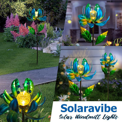 Solar Garden Light Rotating Windmill Flower with Color-Changing LED and Purple or Blue Options