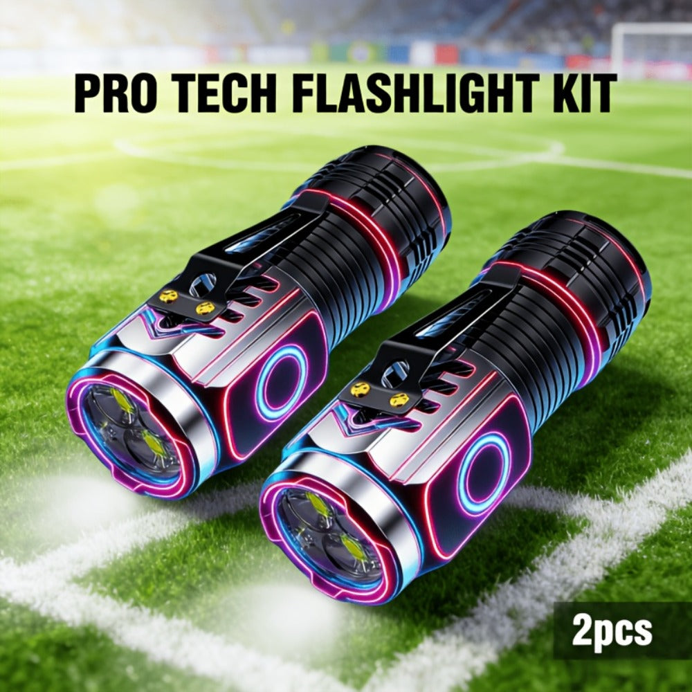 Flashlight Rechargeable 4-Piece Work Light Set with Zoomable Beams, Magnetic Bases and Two Body Styles