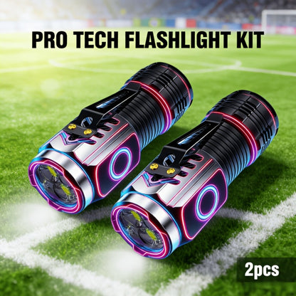 Flashlight Rechargeable 4-Piece Work Light Set with Zoomable Beams, Magnetic Bases and Two Body Styles