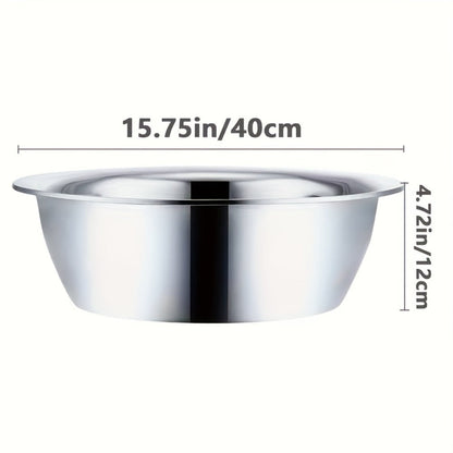 Extra-Large 40 cm Mixing Bowl with 12 cm Depth and Two Preserved Checkout Labels for Kitchen Prep