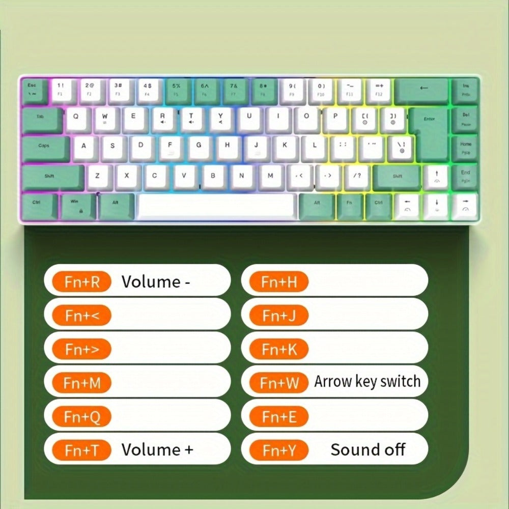 Compact Wired Gaming Keyboard in 61-Key and 68-Key Layouts with Ten Color and Mouse Options