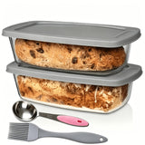 4PCS (2-piece baking pan set + 1 silicone brush + 1 stainless steel measuring spoon)