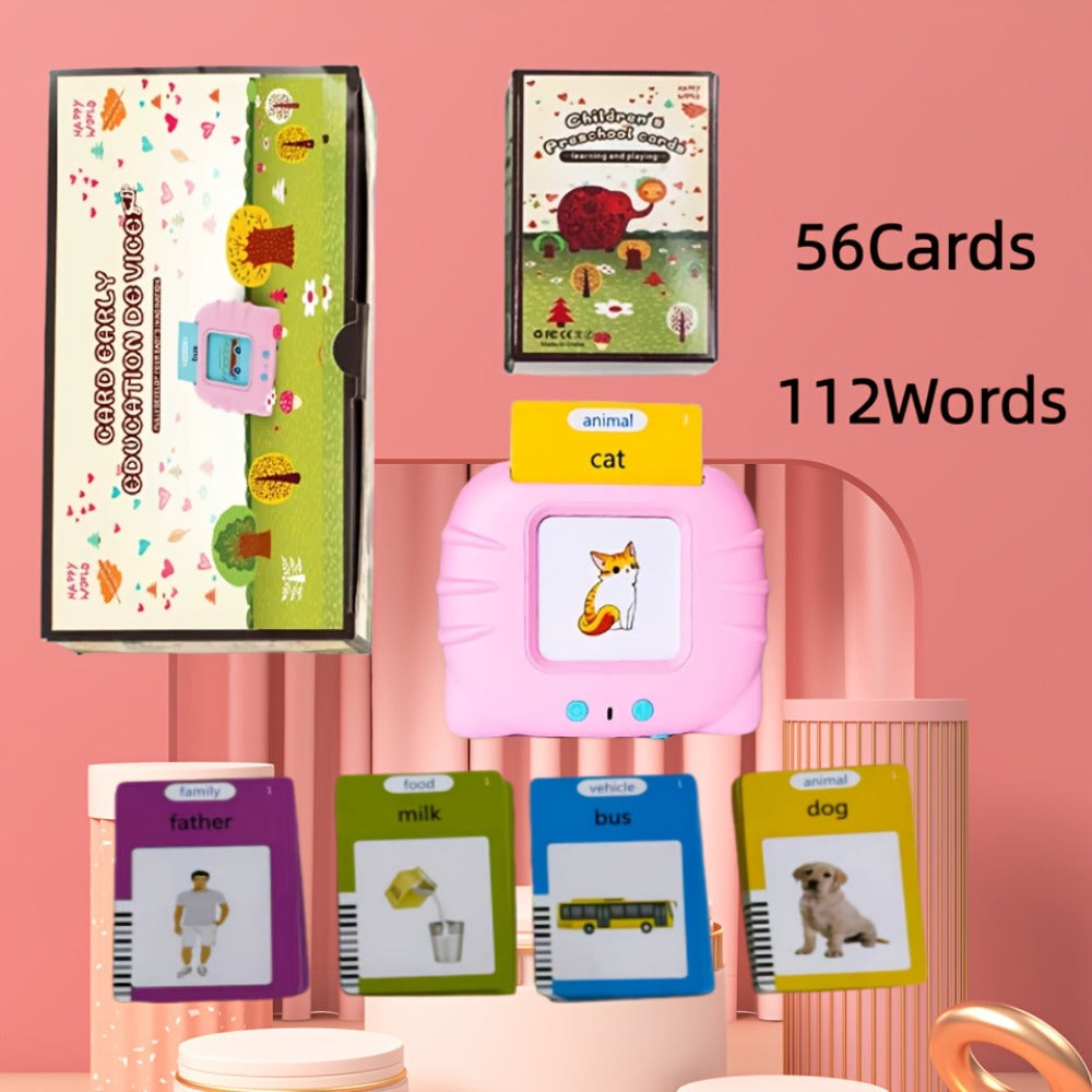 Bilingual English Speaking Flash Cards for Kids — 56 Cards 112 Visual Sight Words, Toddler Vocabulary Builder ESL Language Learning Toy for Boys Girls Ages 2-6, Birthday Christmas Gift