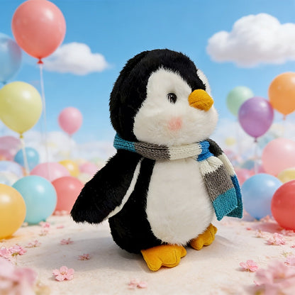Stuffed Animal Scarf Penguin with Blue or Yellow Accessory Option and One-Piece Configuration