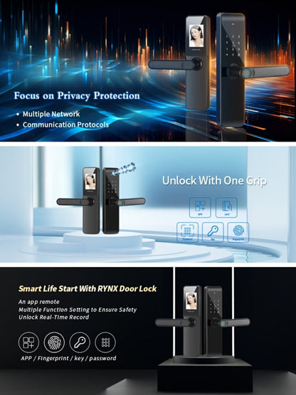 Fingerprint Smart Door Lock with WiFi App Keypad – 4-in-1 & 7-in-1 Keyless Entry, Wide-Angle Camera Option, Cat Eye Style, No Key Needed, for Home Rental Airbnb Office Hotel, iOS Android, Black